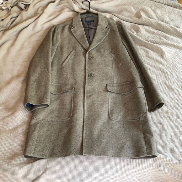 Material London Herringbone Long Coat Formal Dress Pea Coat Winter Formal - Picture 2 of 10